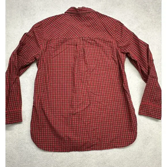 J Crew Shirt Womens 12P Embroidered Beaded Plaid Red Classic Holiday 100% Cotton - Picture 9 of 9